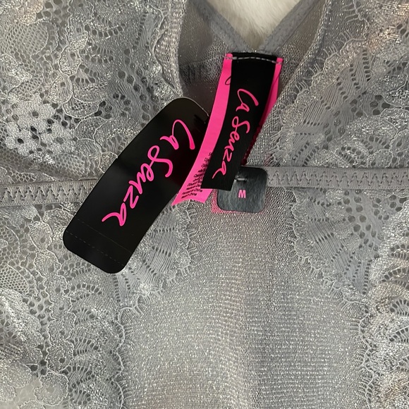 BRAND NEW La Senza bodysuit - ULTRA SEXY GREY & SILVER METALLIC LACE - size M - Picture 4 of 5